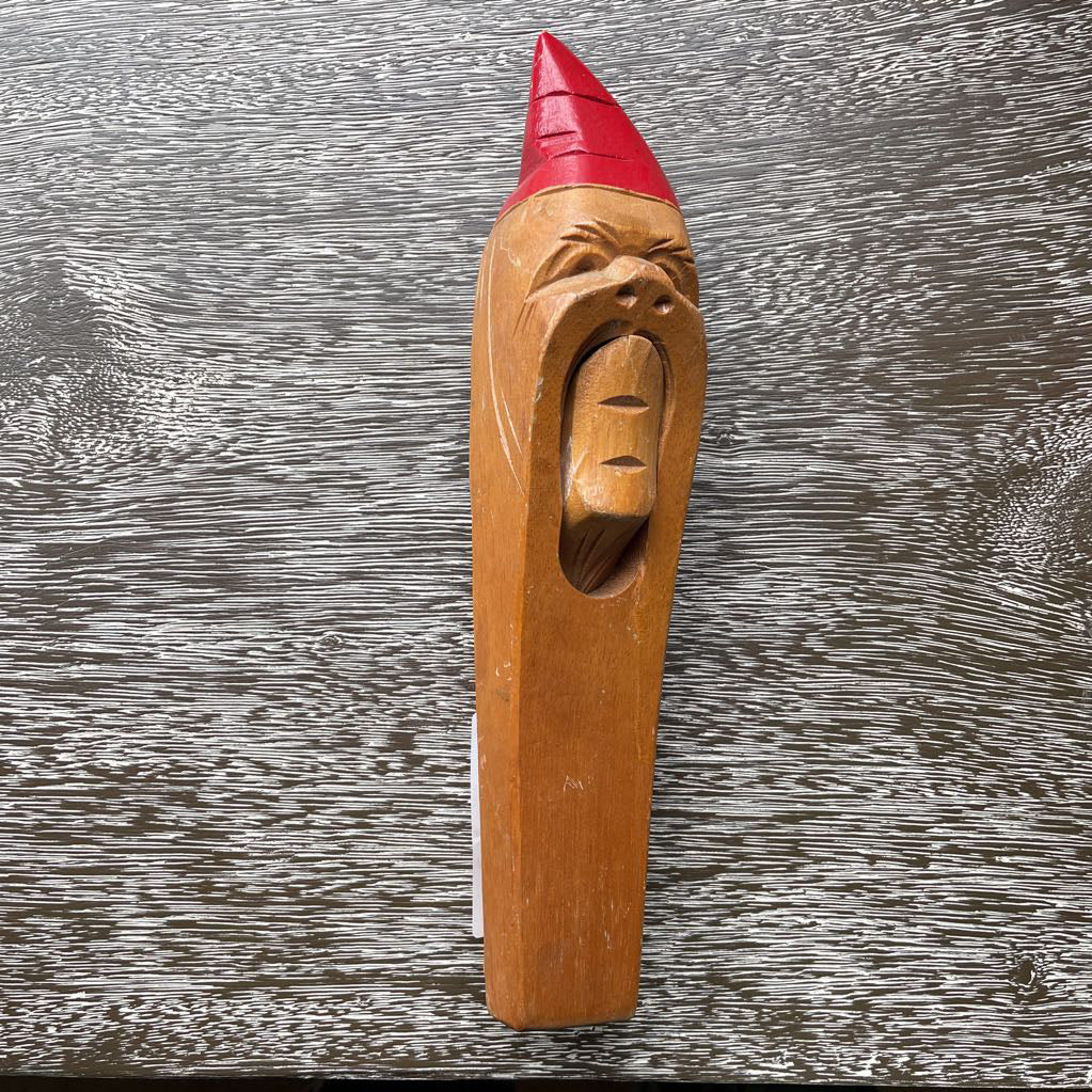 Wood with Red Cap Gnome Nutccracker UNIQUE FINDS