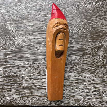 Wood with Red Cap Gnome Nutccracker UNIQUE FINDS
