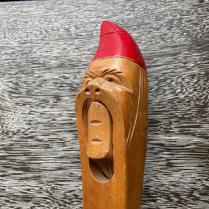 Wood with Red Cap Gnome Nutccracker UNIQUE FINDS