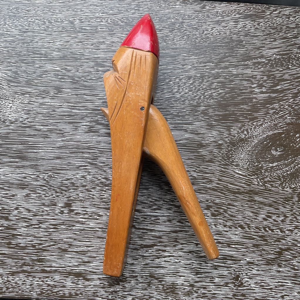 Wood with Red Cap Gnome Nutccracker UNIQUE FINDS