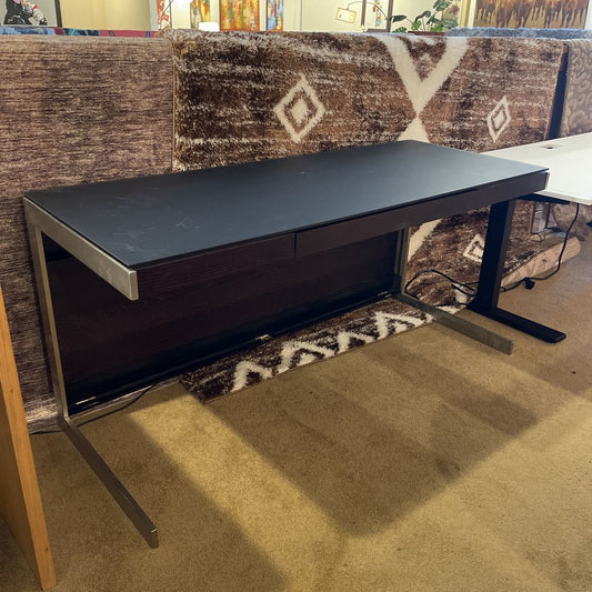 BDI Black Glass Top Contemporary Desk
