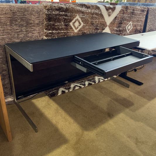 BDI Black Glass Top Contemporary Desk
