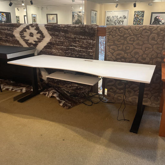 Adjustable White Standing Desk w Keyboard Tray AS IS C DESKS