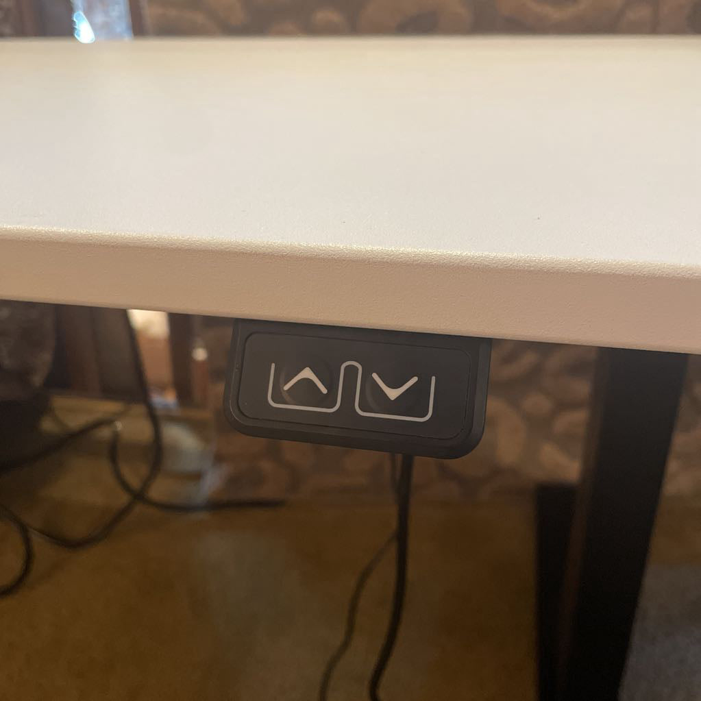 Adjustable White Standing Desk w Keyboard Tray AS IS C DESKS