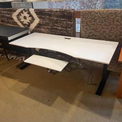 Adjustable White Standing Desk w Keyboard Tray AS IS C DESKS