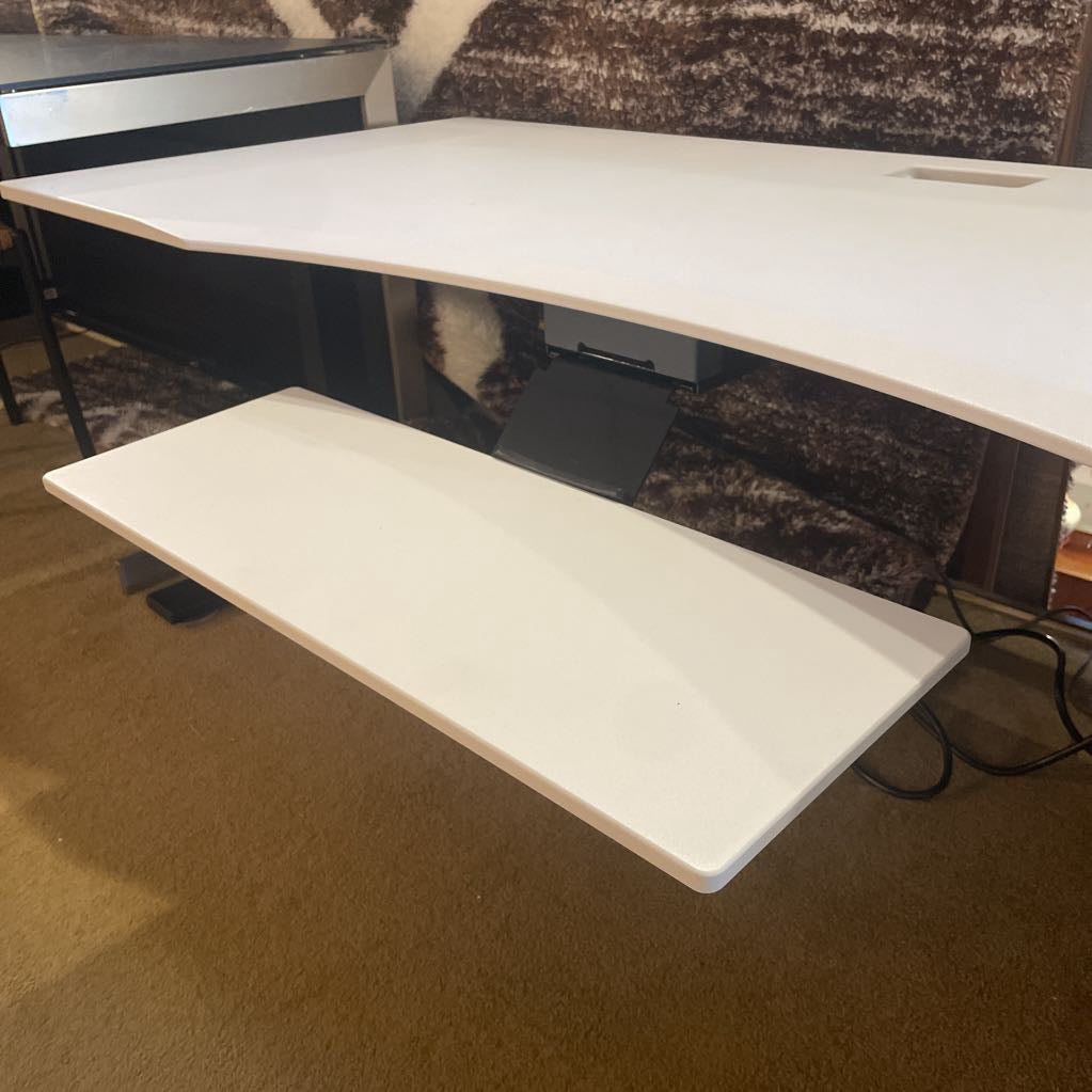 Adjustable White Standing Desk w Keyboard Tray AS IS C DESKS