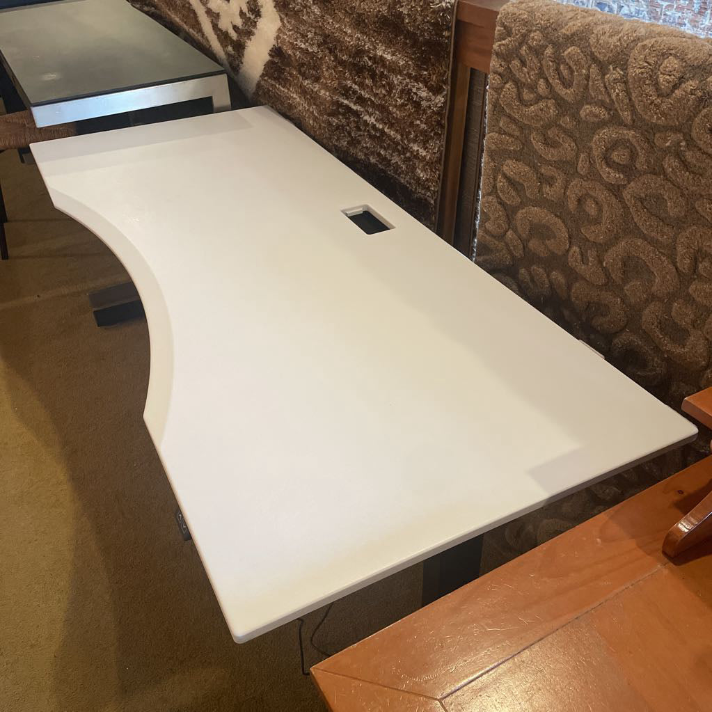 Adjustable White Standing Desk w Keyboard Tray AS IS C DESKS