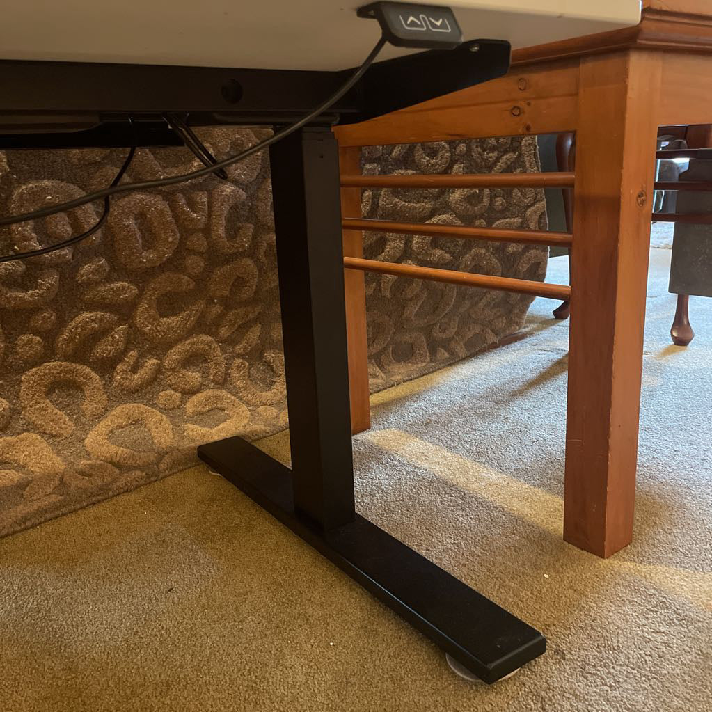 Adjustable White Standing Desk w Keyboard Tray AS IS C DESKS