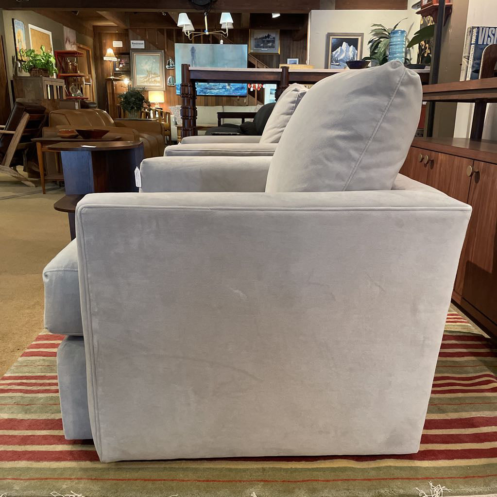 Crate & Barrel Silver Velvet Arm Chair