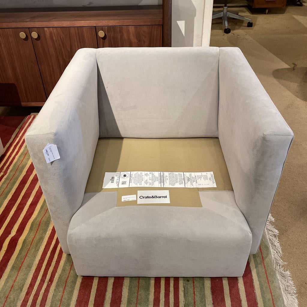Crate & Barrel Silver Velvet Arm Chair U ACCENT CHAIRS