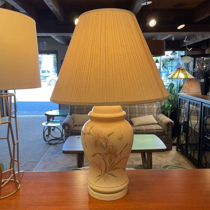 Large Ceramic Table Lamp w Florals and Butterflies LAMPS