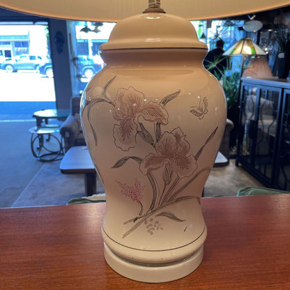 Large Ceramic Table Lamp w Florals and Butterflies LAMPS