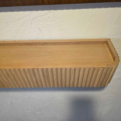 Oak Finish Ribbed Coat Rack w Shelf and Hidden Hooks