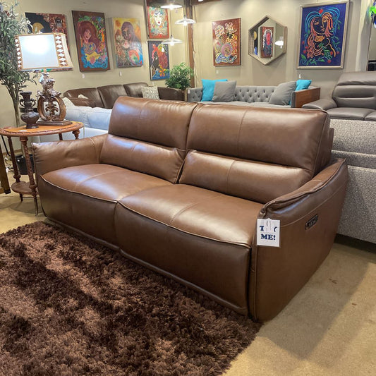 Tanned Brown Mod Leather Power Sofa U SOFAS