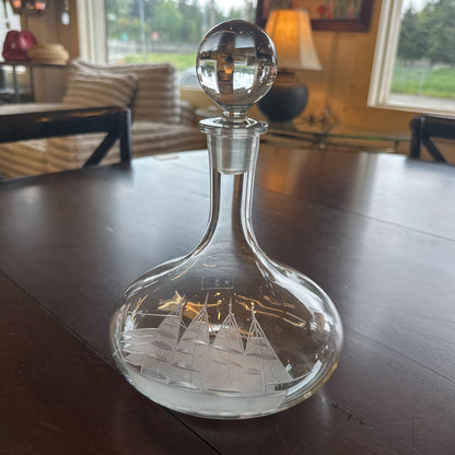 Etched Ship Decanter w/Stopper SMALLS