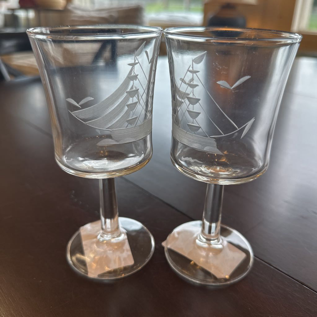 Etched Ship Glass SMALLS