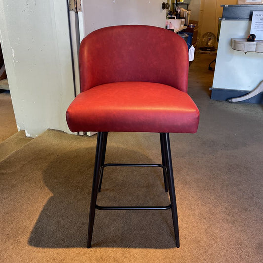 Oxblood Faux Leather Curved Back Counter Stool