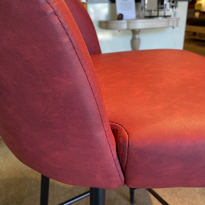 Oxblood Faux Leather Curved Back Counter Stool