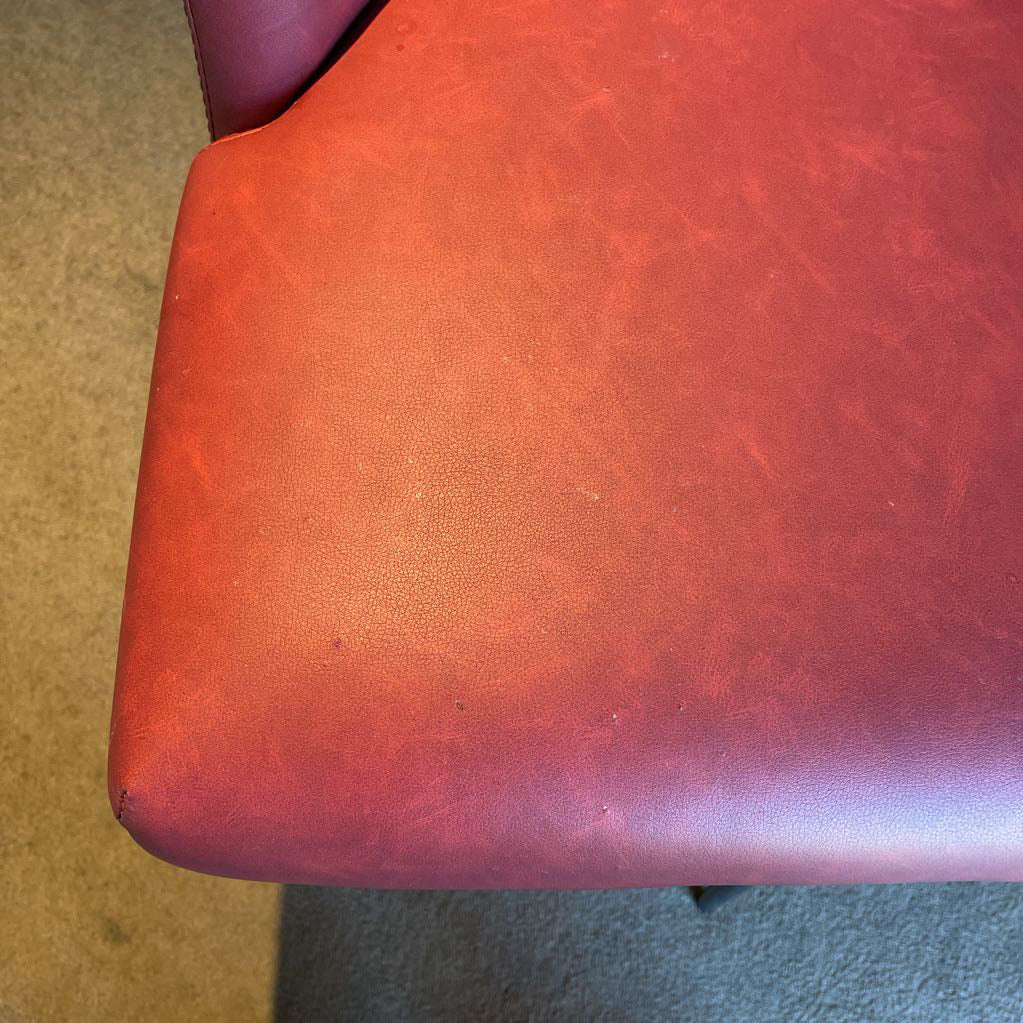 Oxblood Faux Leather Curved Back Counter Stool