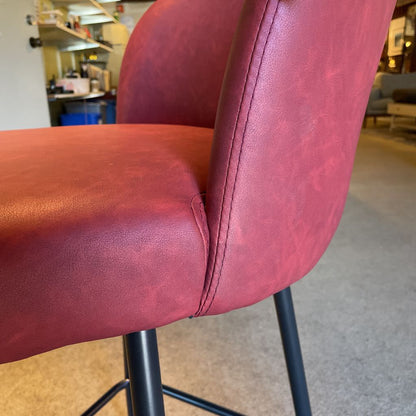 Oxblood Faux Leather Curved Back Counter Stool