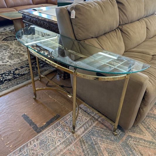 Brass Glass-top Console Table