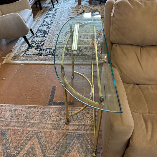 Brass Glass-top Console Table