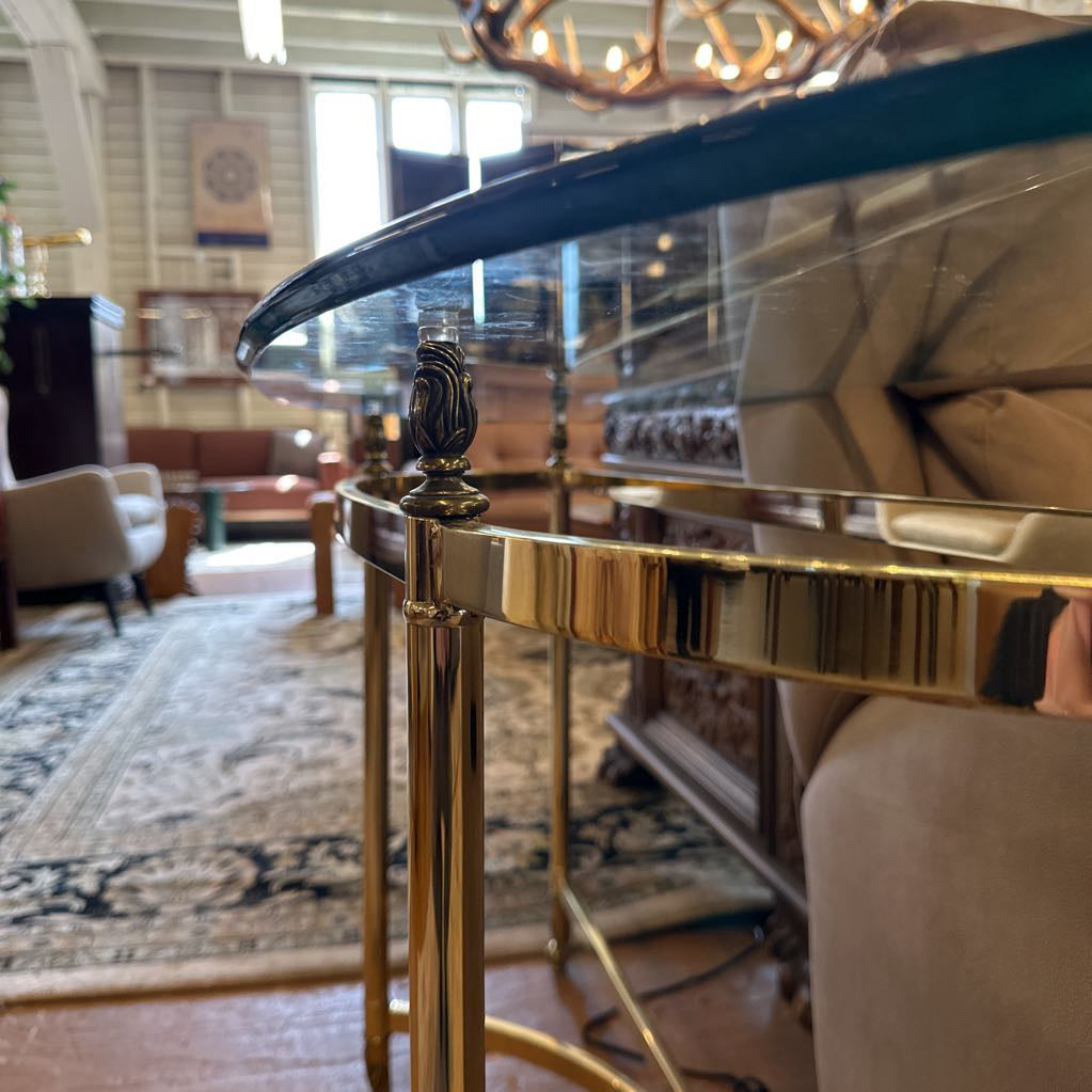 Brass Glass-top Console Table