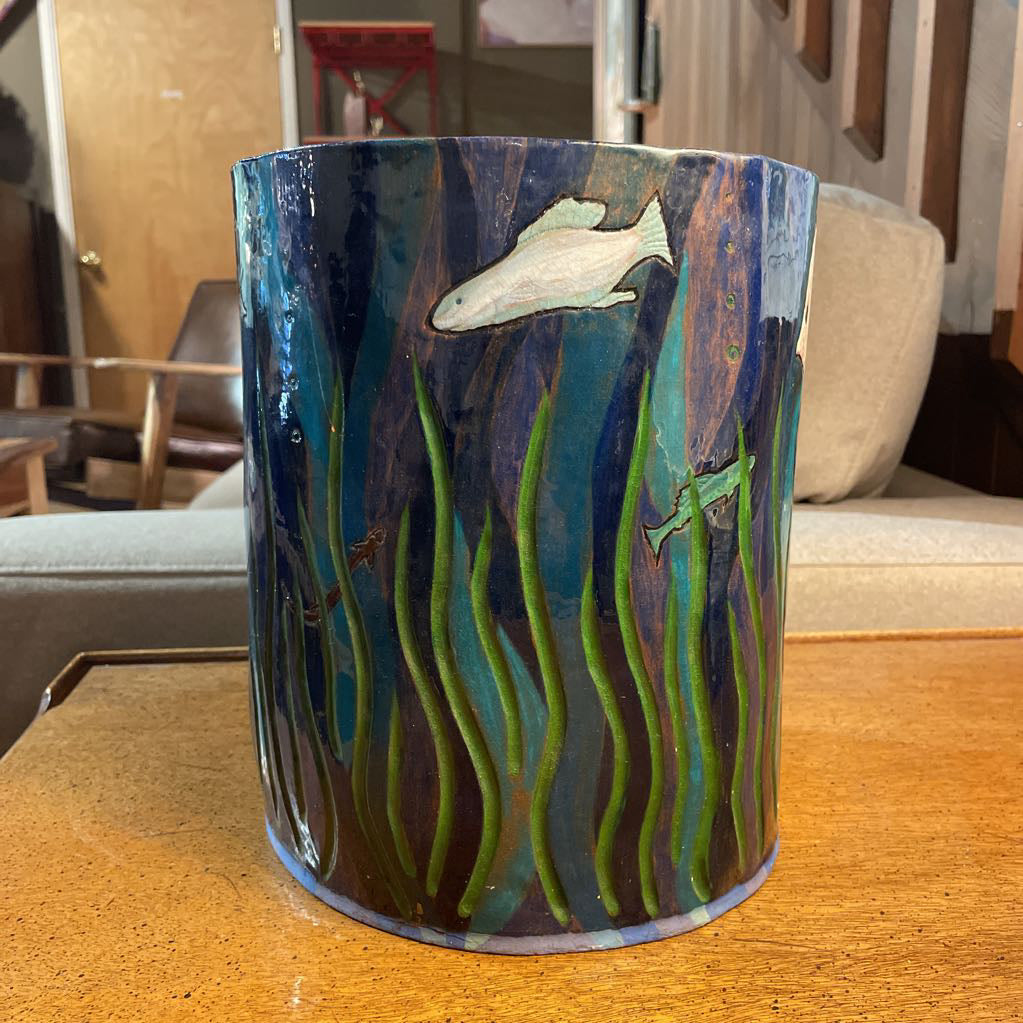 Pottery Tropical Fish Vessel UNIQUE FINDS