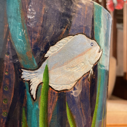 Pottery Tropical Fish Vessel UNIQUE FINDS