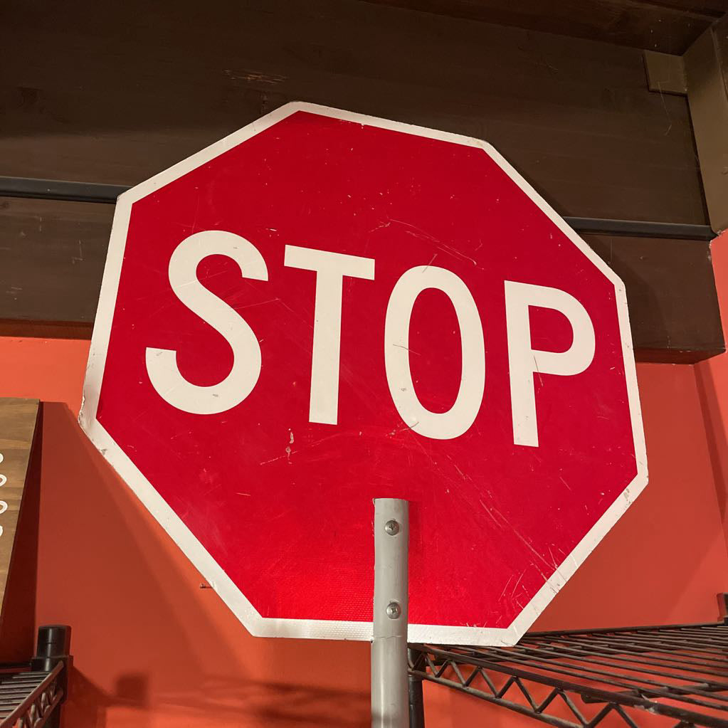 SLOW/STOP Sign on Long Pole UNIQUE FINDS