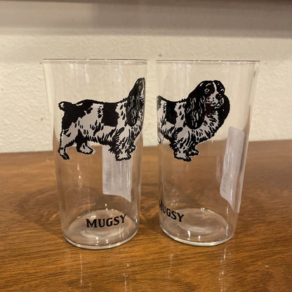 SET OF 10 Doggies with Names Glass Set UNIQUE FINDS