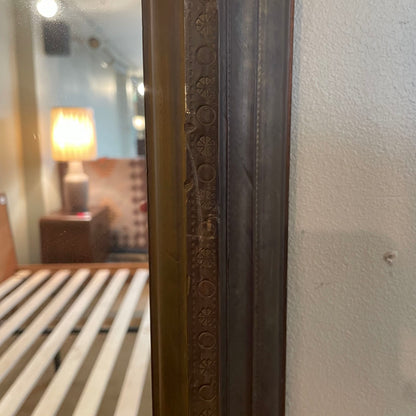 1940 Brass Vintage Mirror w/ Embossed Details (as is) C MIRRORS
