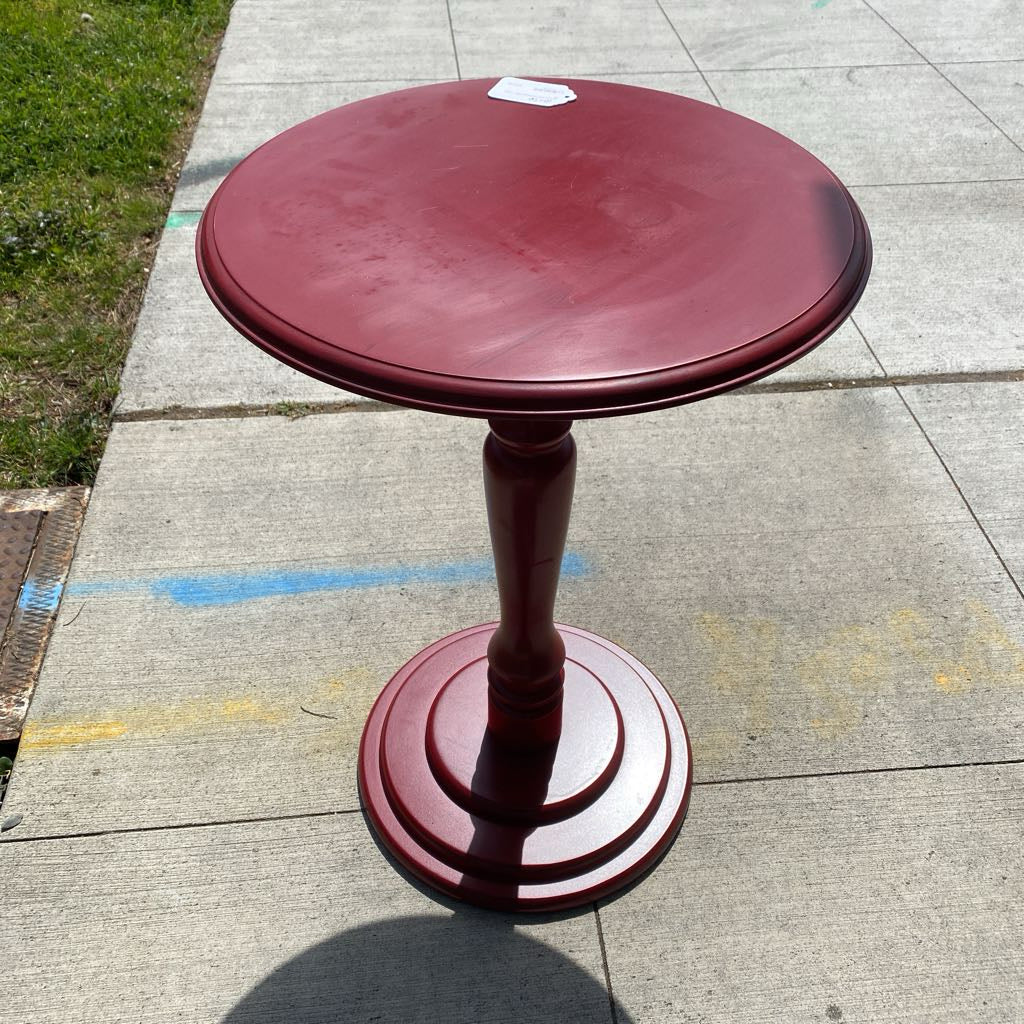 Turned Red Pedestal Side Table