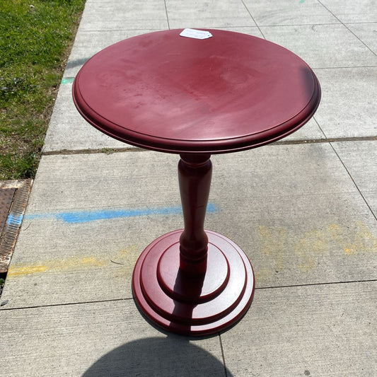 Turned Red Pedestal Side Table