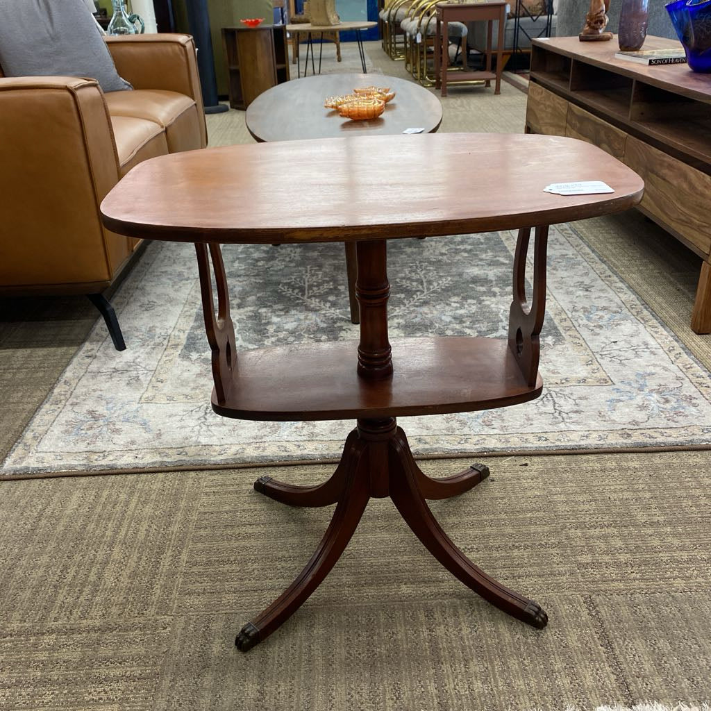 Vintage Cabrio Clawfoot Two Tier Side Table