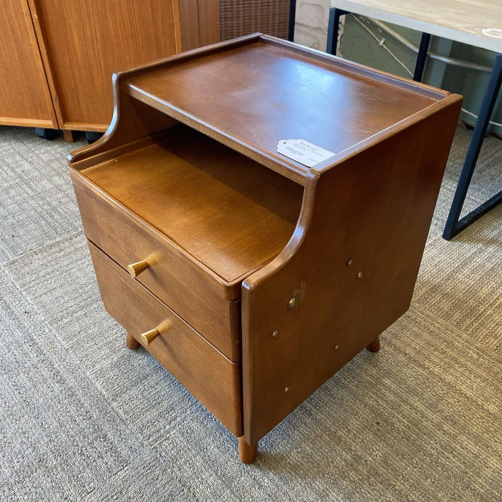 Curved Two Tier Two Drawer Nightstand