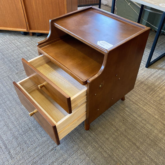 Curved Two Tier Two Drawer Nightstand