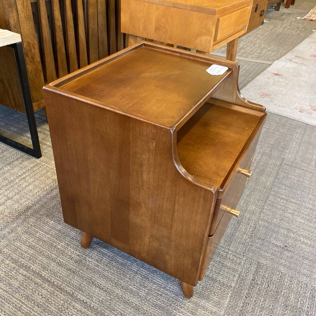 Curved Two Tier Two Drawer Nightstand