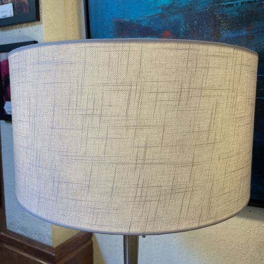 Silver Base & White Barrel Shade Table Lamp LAMPS
