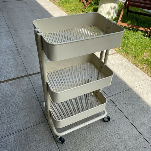 Beige Metal IKEA Three Tier Cart