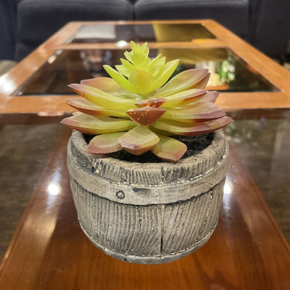 Faux Succulent in Barrel SMALLS