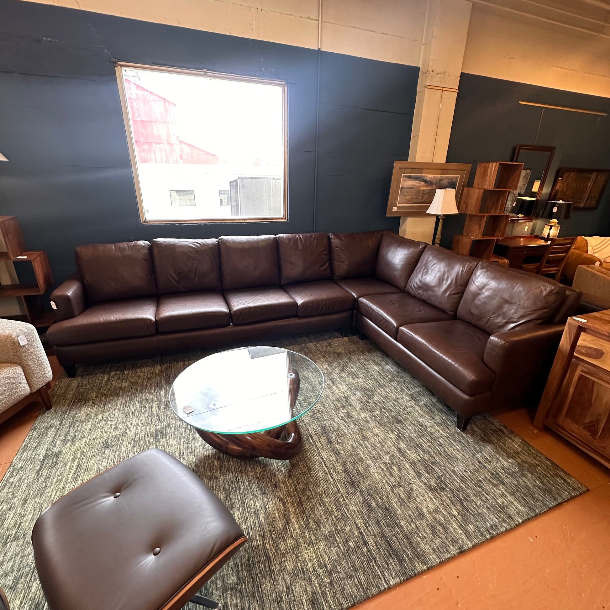 XL Raf Chocolate Leather Sectional U SECTIONALS RAF