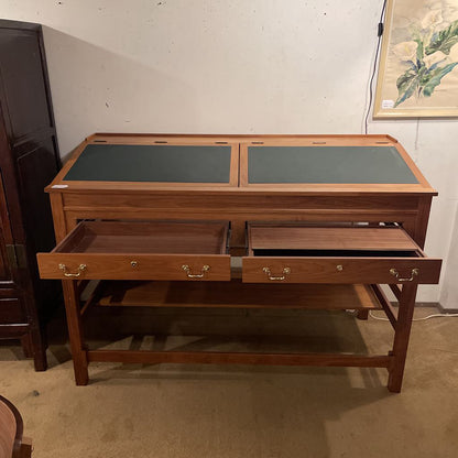 Executive Partner Stand Up Desk with Leather Top & Matching Stool C DESKS