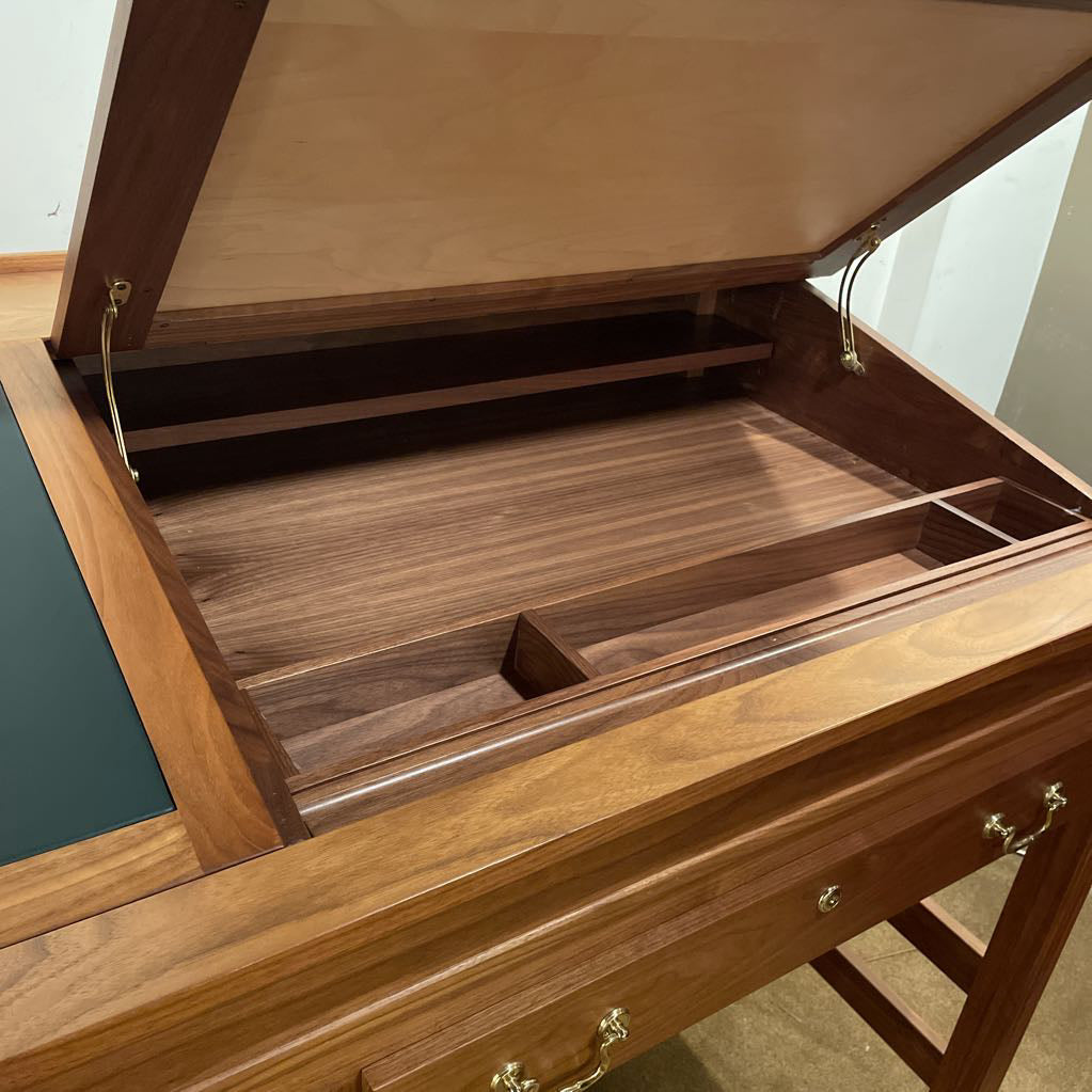 Executive Partner Stand Up Desk with Leather Top & Matching Stool C DESKS