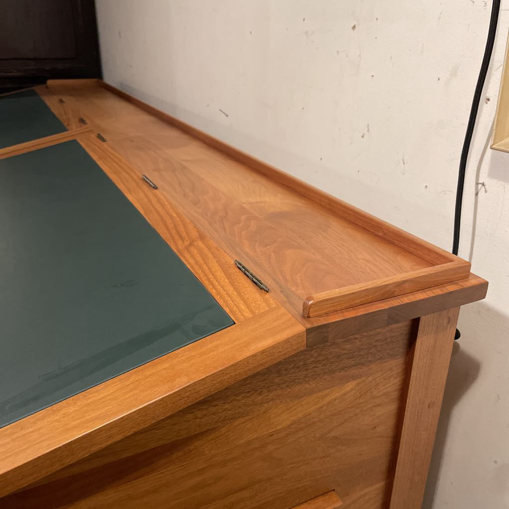 Executive Partner Stand Up Desk with Leather Top & Matching Stool C DESKS