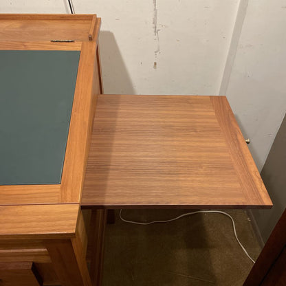 Executive Partner Stand Up Desk with Leather Top & Matching Stool C DESKS