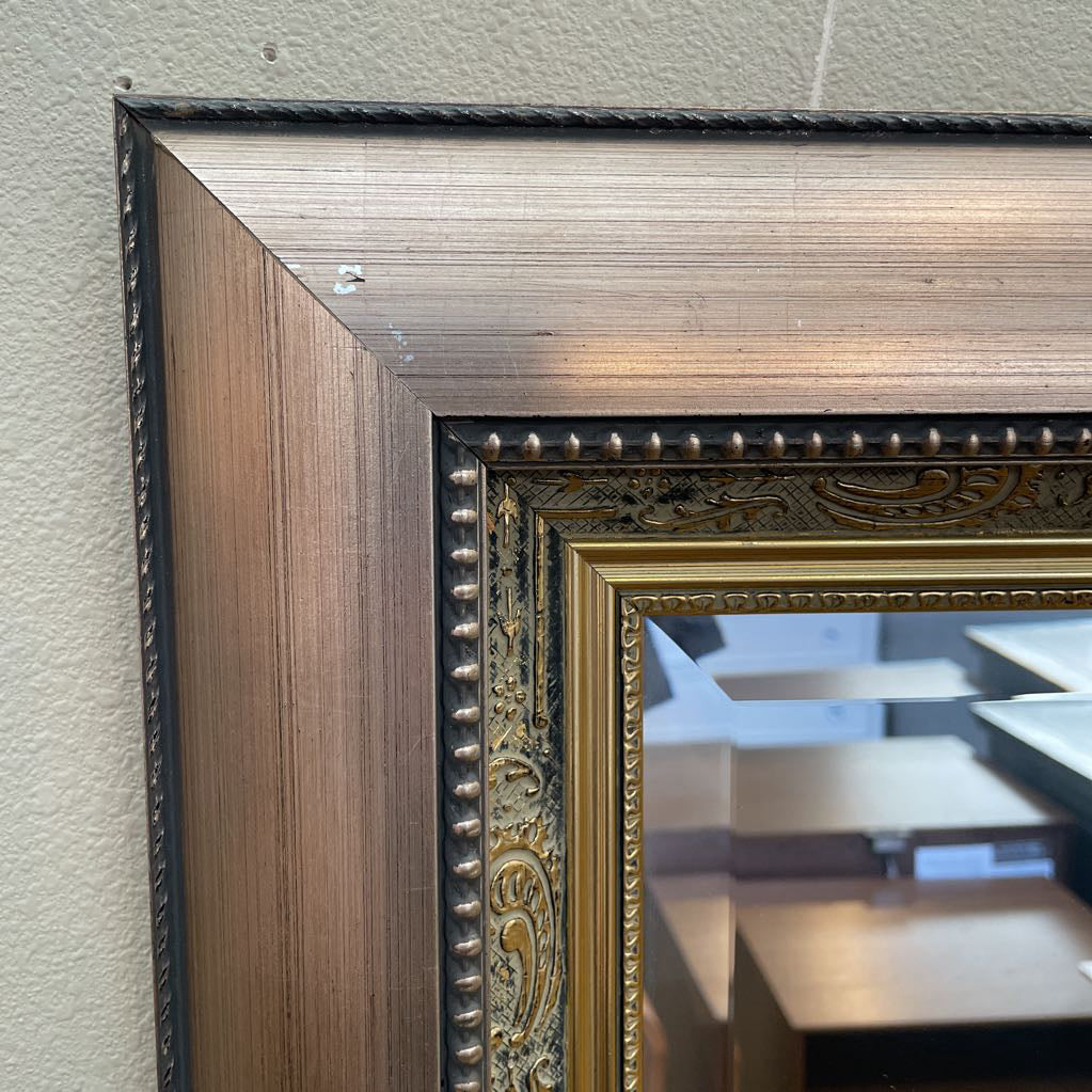 Large Rectangular Mirror with Fancy Matte Gold Frame C MIRRORS