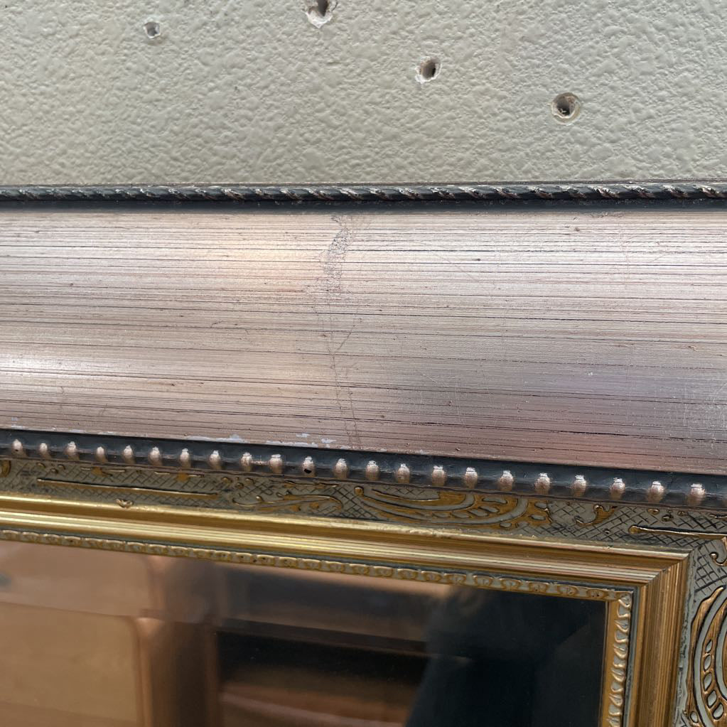 Large Rectangular Mirror with Fancy Matte Gold Frame C MIRRORS