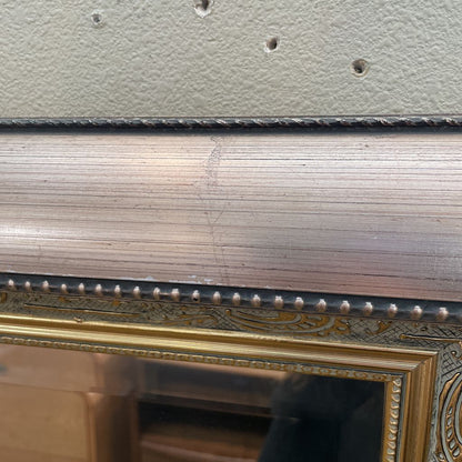 Large Rectangular Mirror with Fancy Matte Gold Frame C MIRRORS