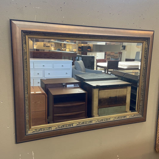 Large Rectangular Mirror with Fancy Matte Gold Frame C MIRRORS